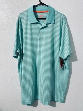 NWT The Foundry Co. Active Division Mens 3XLT Striped Polo Shirt Quick-Dri